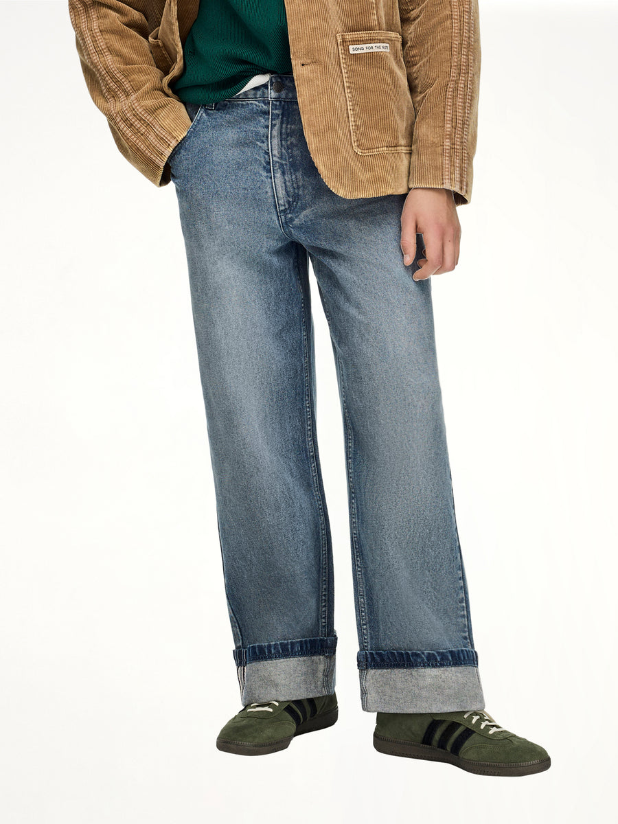 Adidas x SFTM Pants in Medium Blue Denim