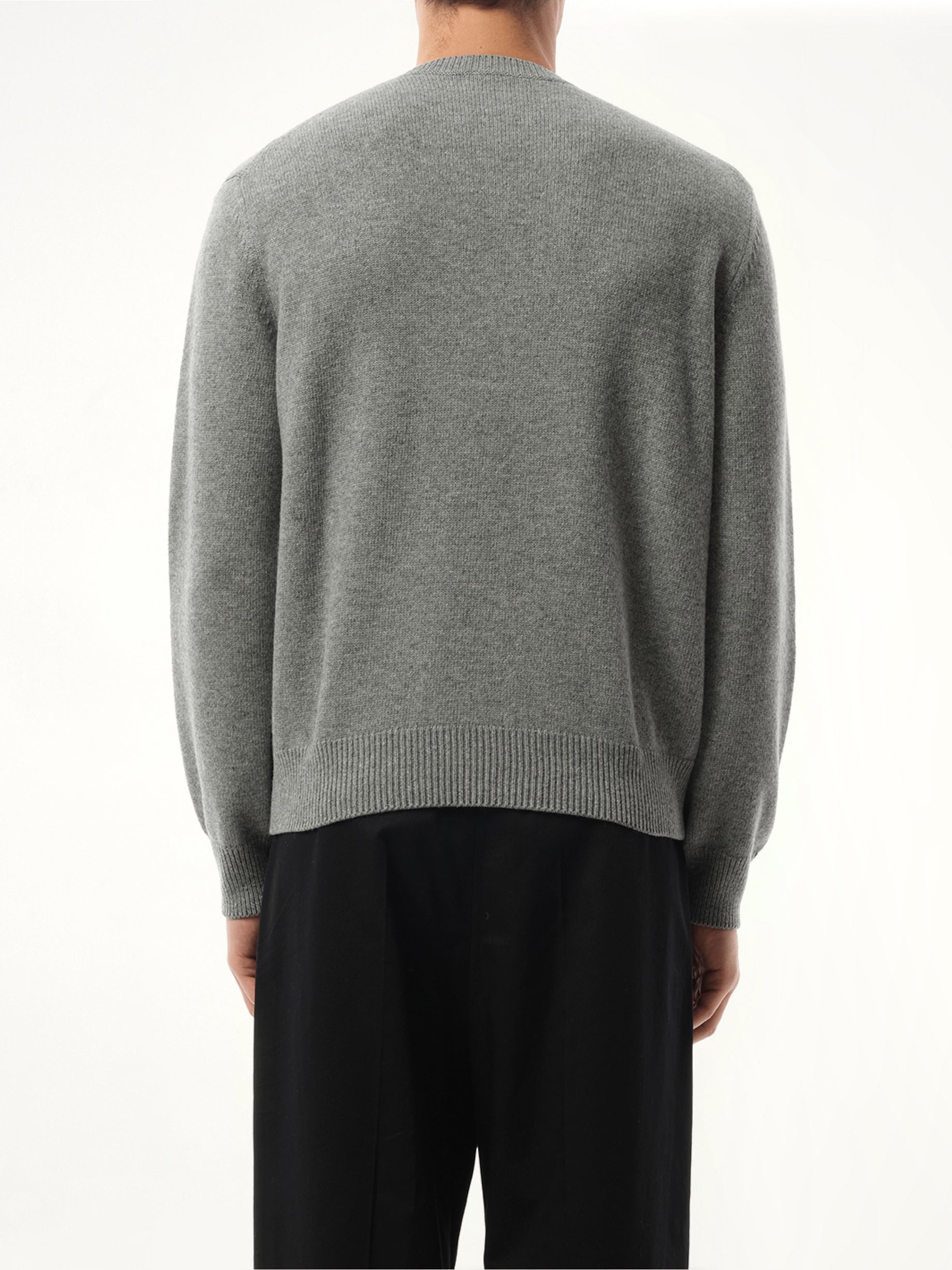 Anagram Embroidered Knit Sweater in Grey Melange