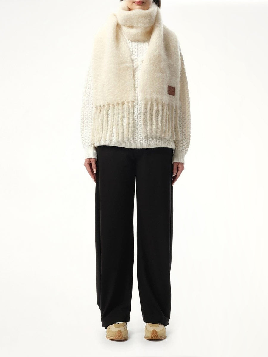 Mohair Blend Scarf in White