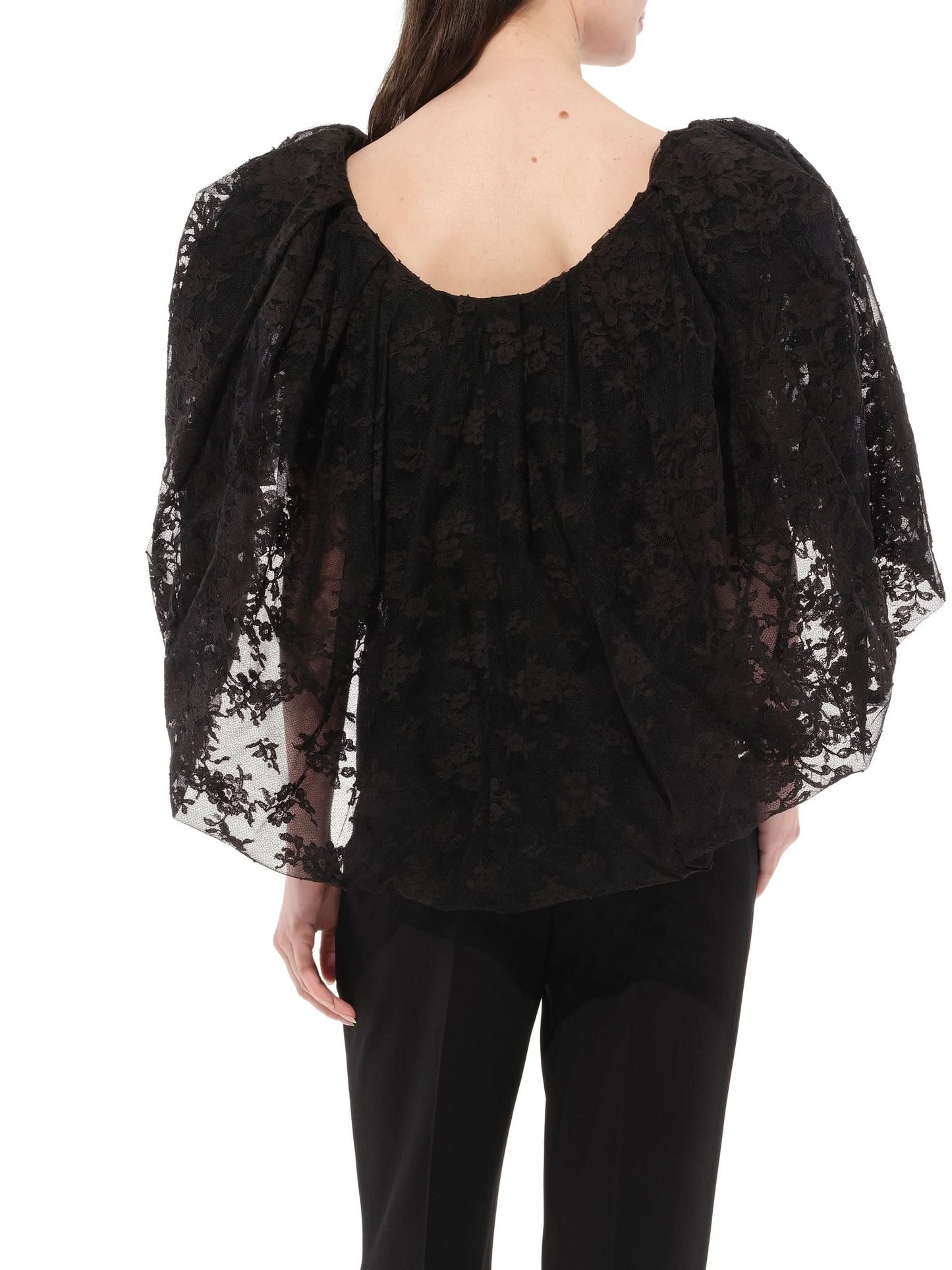 Lace Puffy Cape Corset in Black