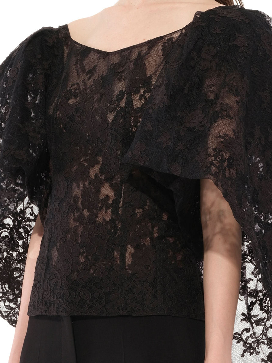 Lace Puffy Cape Corset in Black