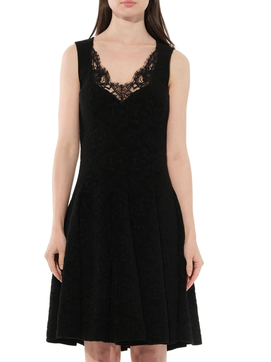 Lace Trim Flared Dress