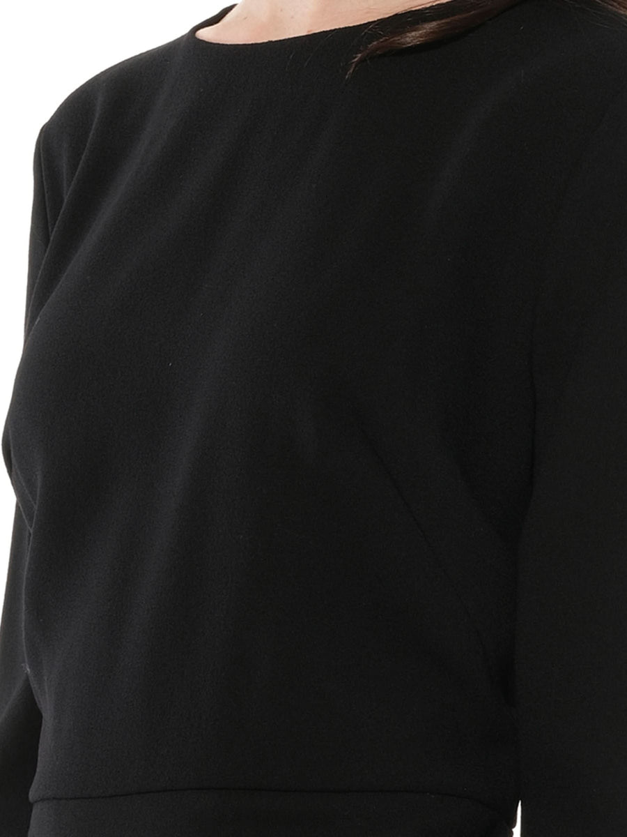 Long Sleeve Short Dress in Black