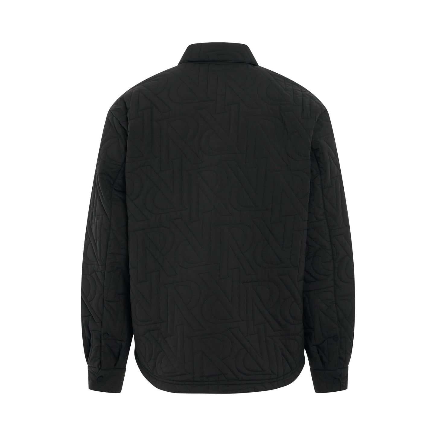 Initial Quilted Overshirt in Black
