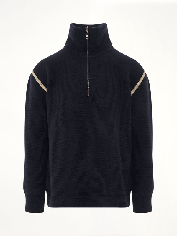 Knit Pullover with Stripe Detail in Navy