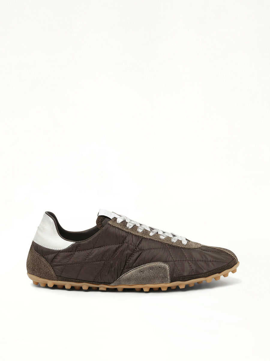 Sprinters Low Sneaker in Dark Green/White/Grey Side View | MAISON MARGIELA