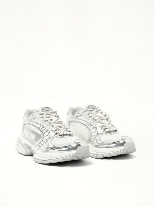 S-PRO-V-DENSE Low Sneaker in White/Silver Front View | DIESEL