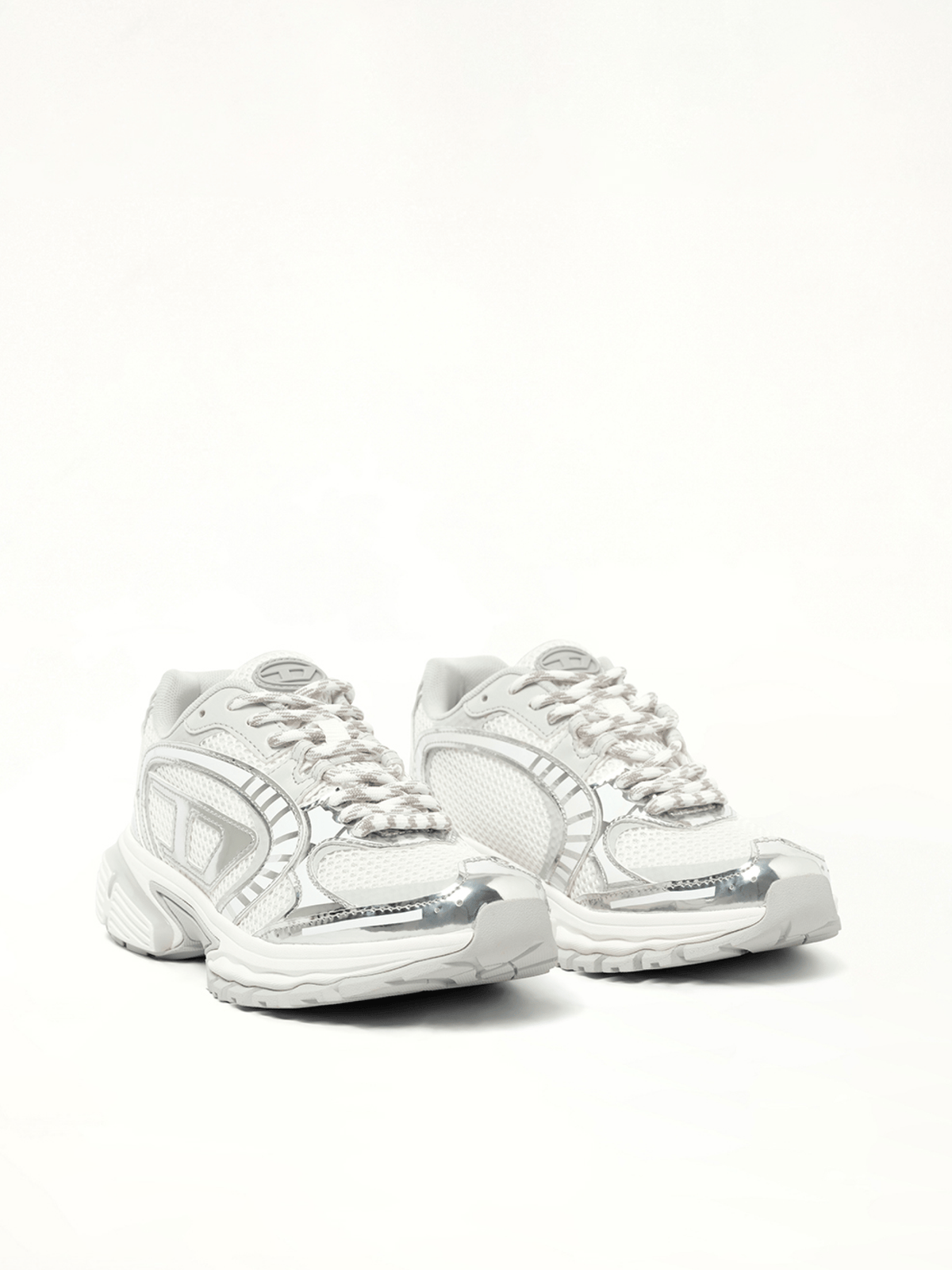 S-PRO-V-DENSE Low Sneaker in White/Silver Front View | DIESEL