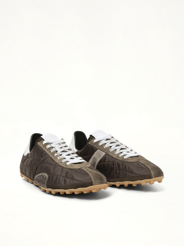 Sprinters Low Sneaker in Dark Green/White/Grey Front View | MAISON MARGIELA