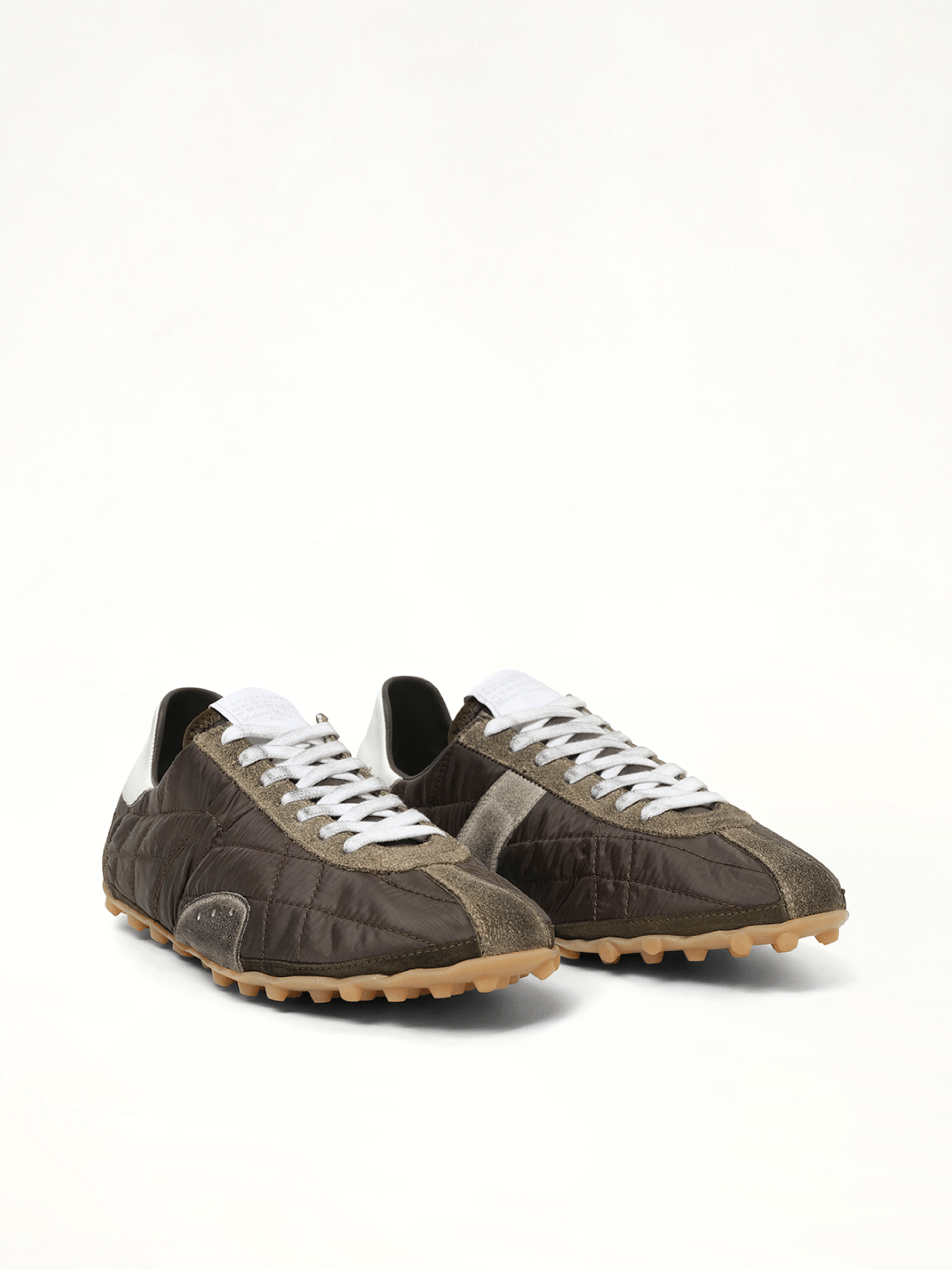 Sprinters Low Sneaker in Dark Green/White/Grey Front View | MAISON MARGIELA
