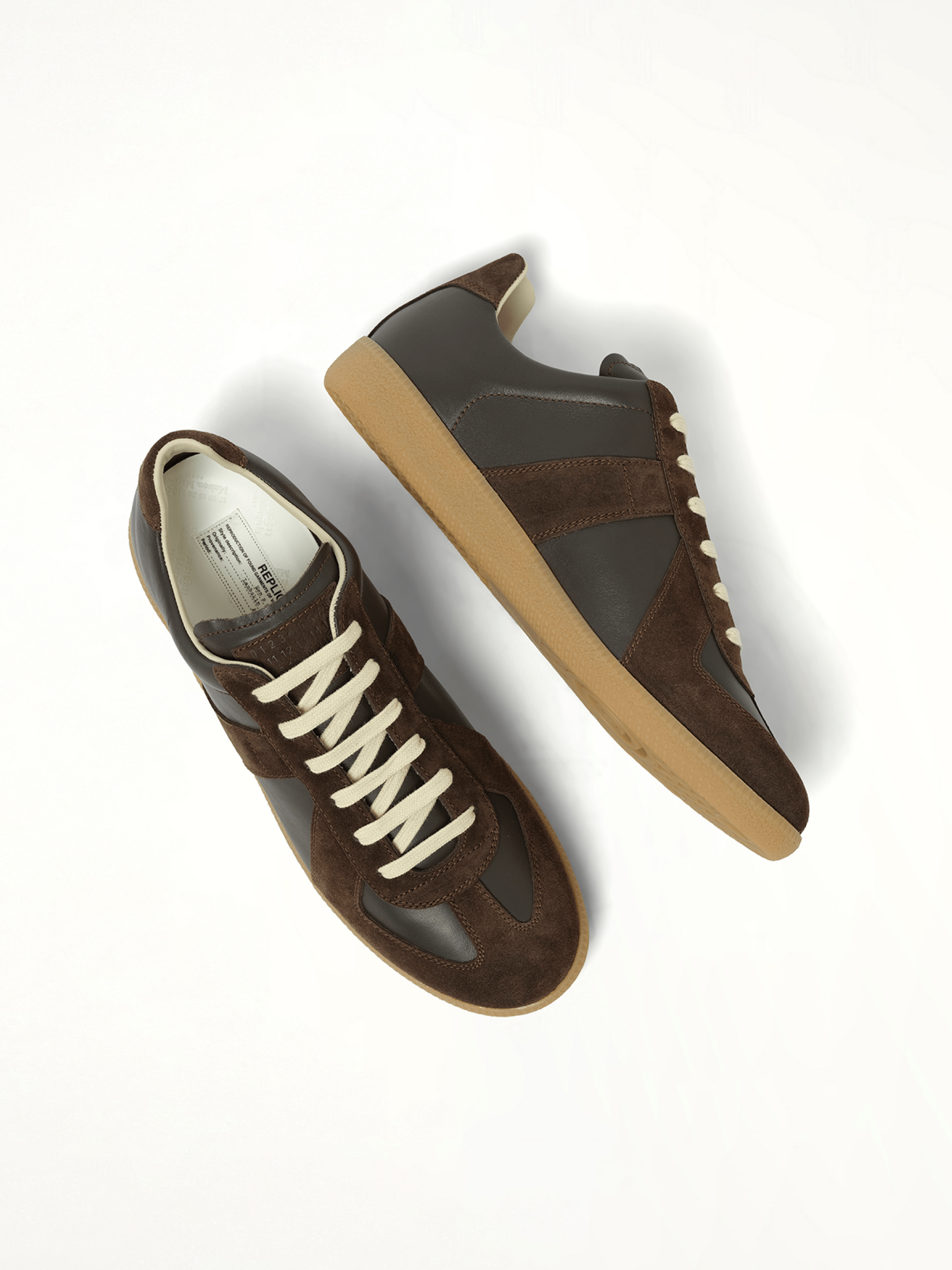 Replica Leather Sneaker in Brown Top View | MAISON MARGIELA