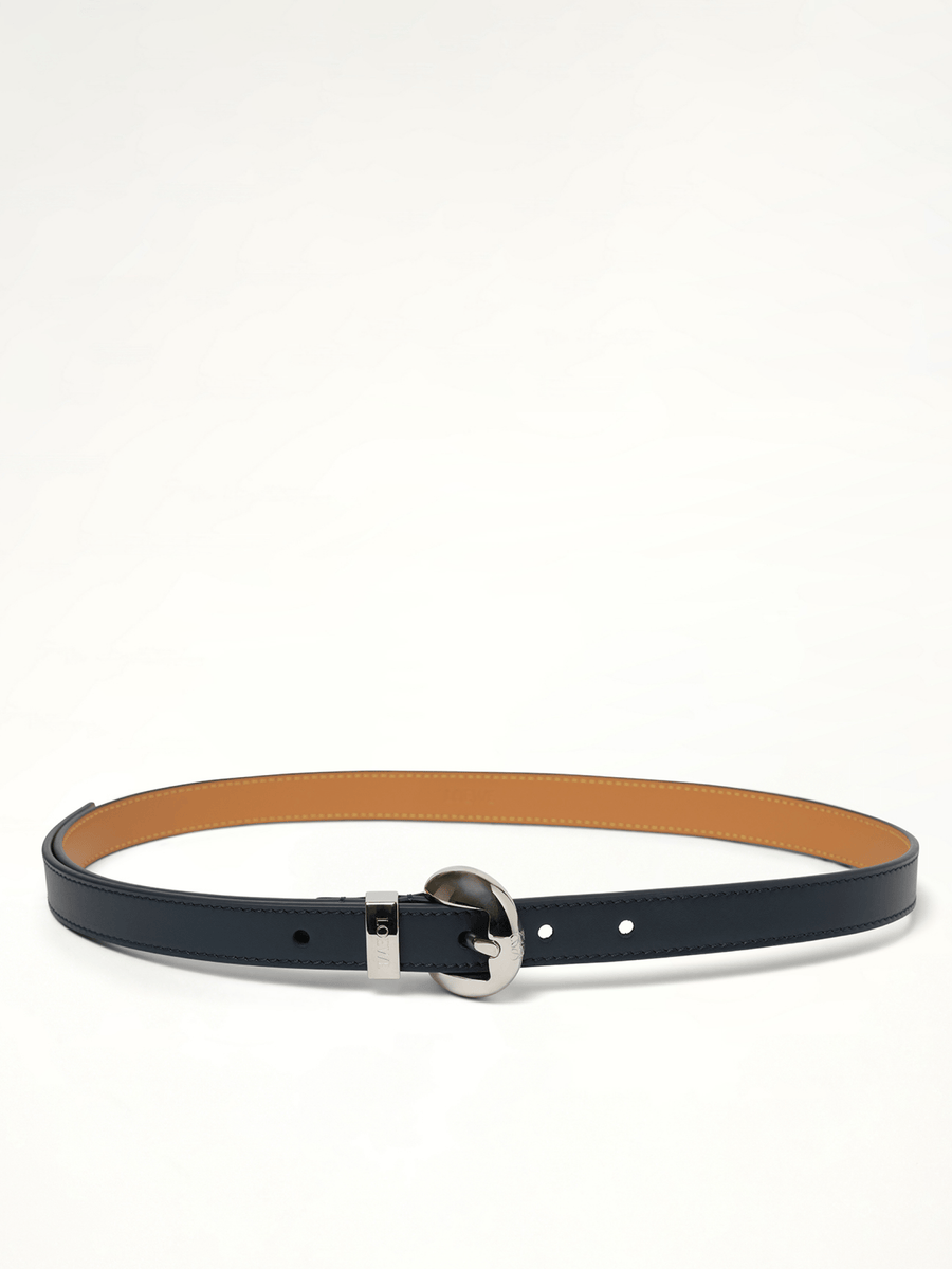 Pebble 2cm Belt in Deep Navy/Palladium