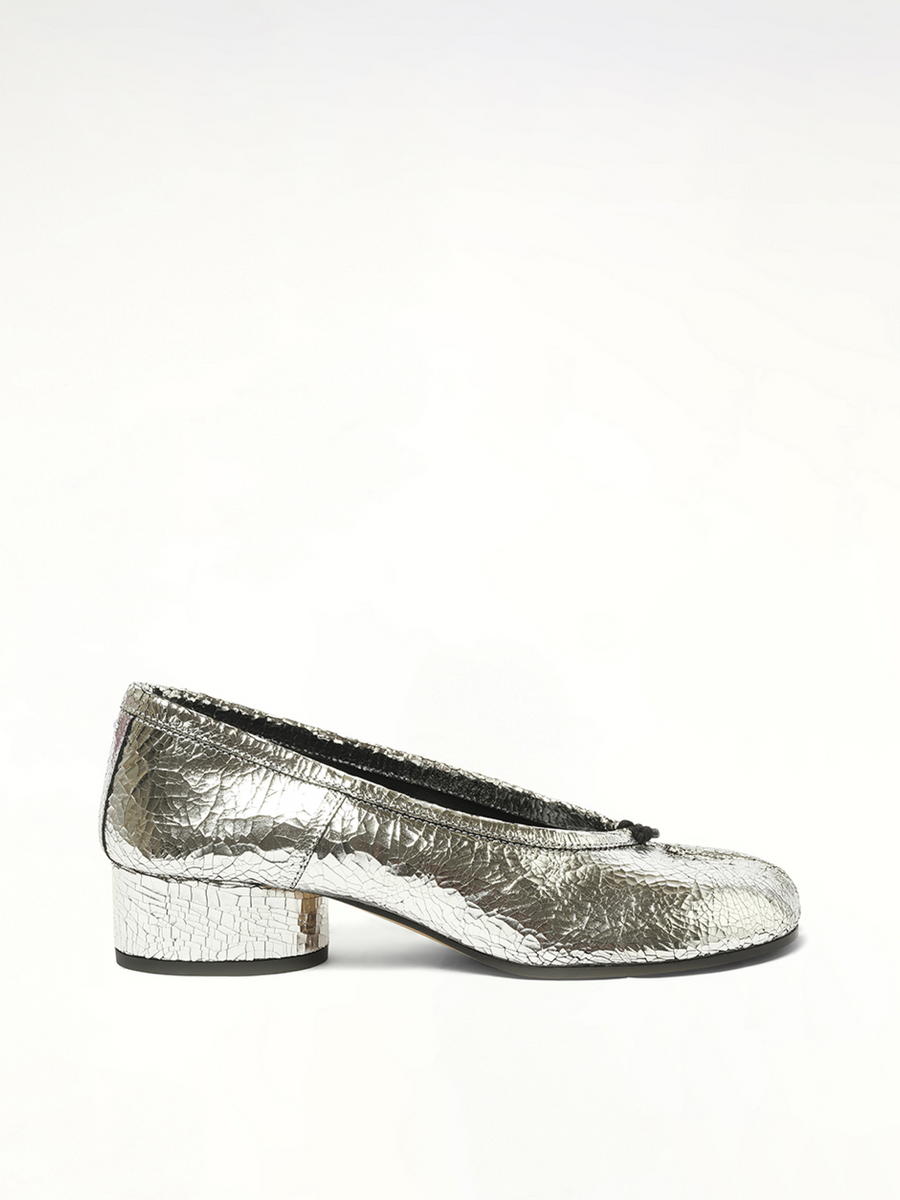 New Tabi Ballerina H30 in Silver Side View | MAISON MARGIELA