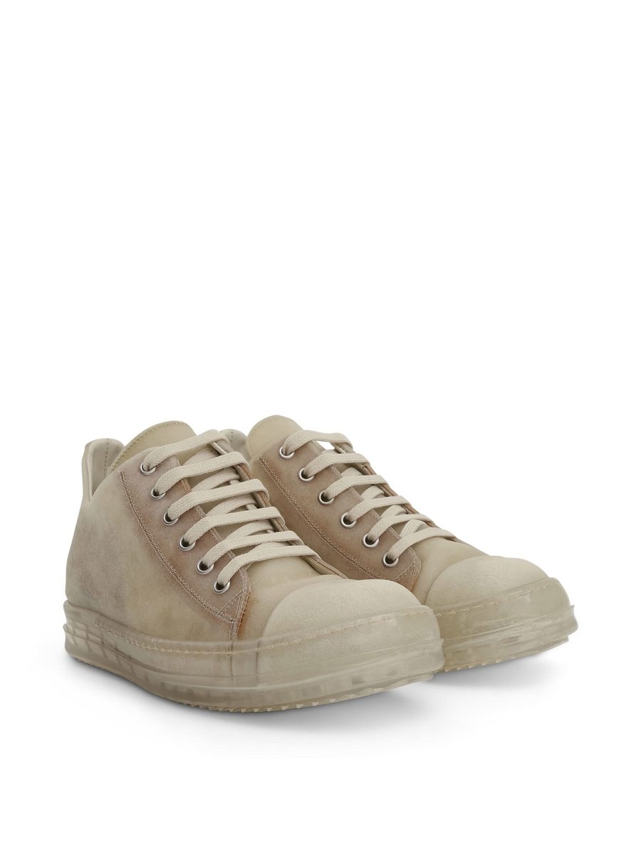 Low Leather Sneakers in Natural Front View | RICK OWENS