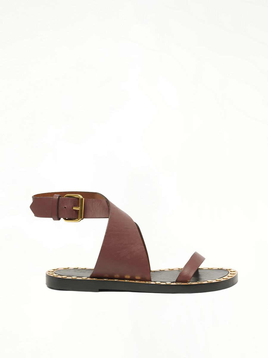 Janis Sandals in Burgundy Side View | ISABEL MARANT