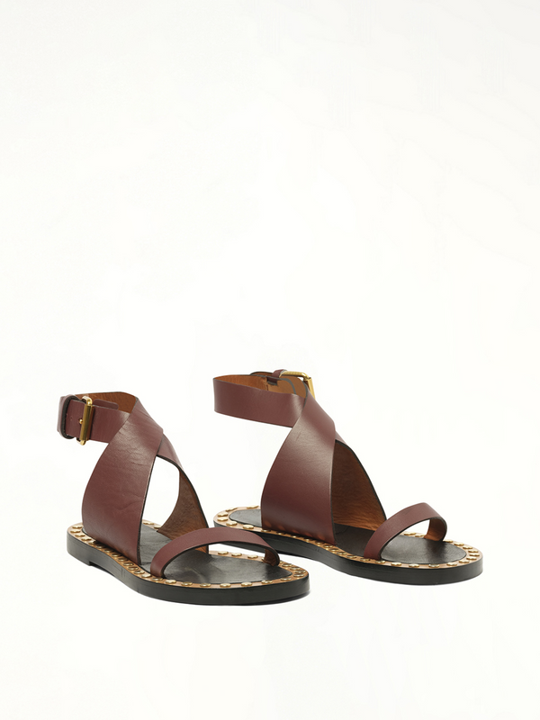 Janis Sandals in Burgundy Front View | ISABEL MARANT