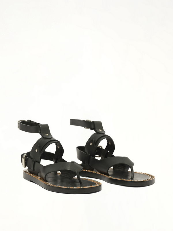 Justy Sandals in Black Front View | ISABEL MARANT