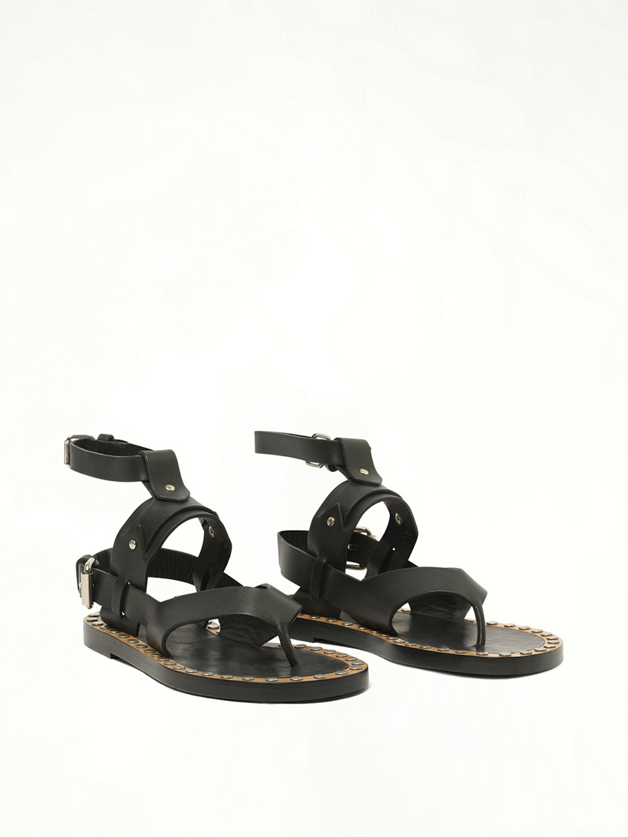 Justy Sandals in Black Front View | ISABEL MARANT
