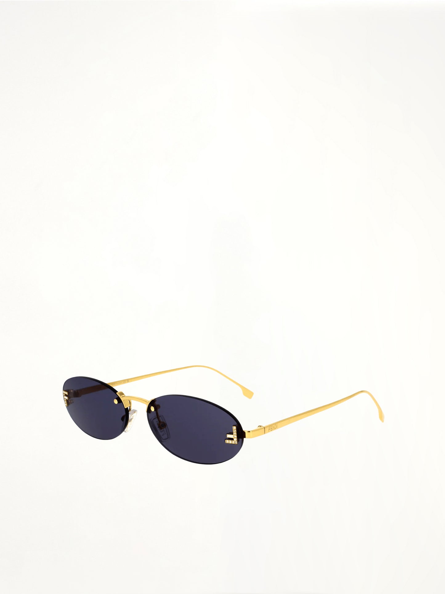 Fendi FE4075US 5430V Metal Sunglasses in Dark Blue/Gold
