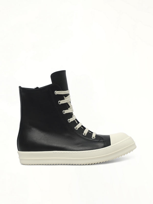 Sneaks in Black/Milk/Milk Side View | RICK OWENS