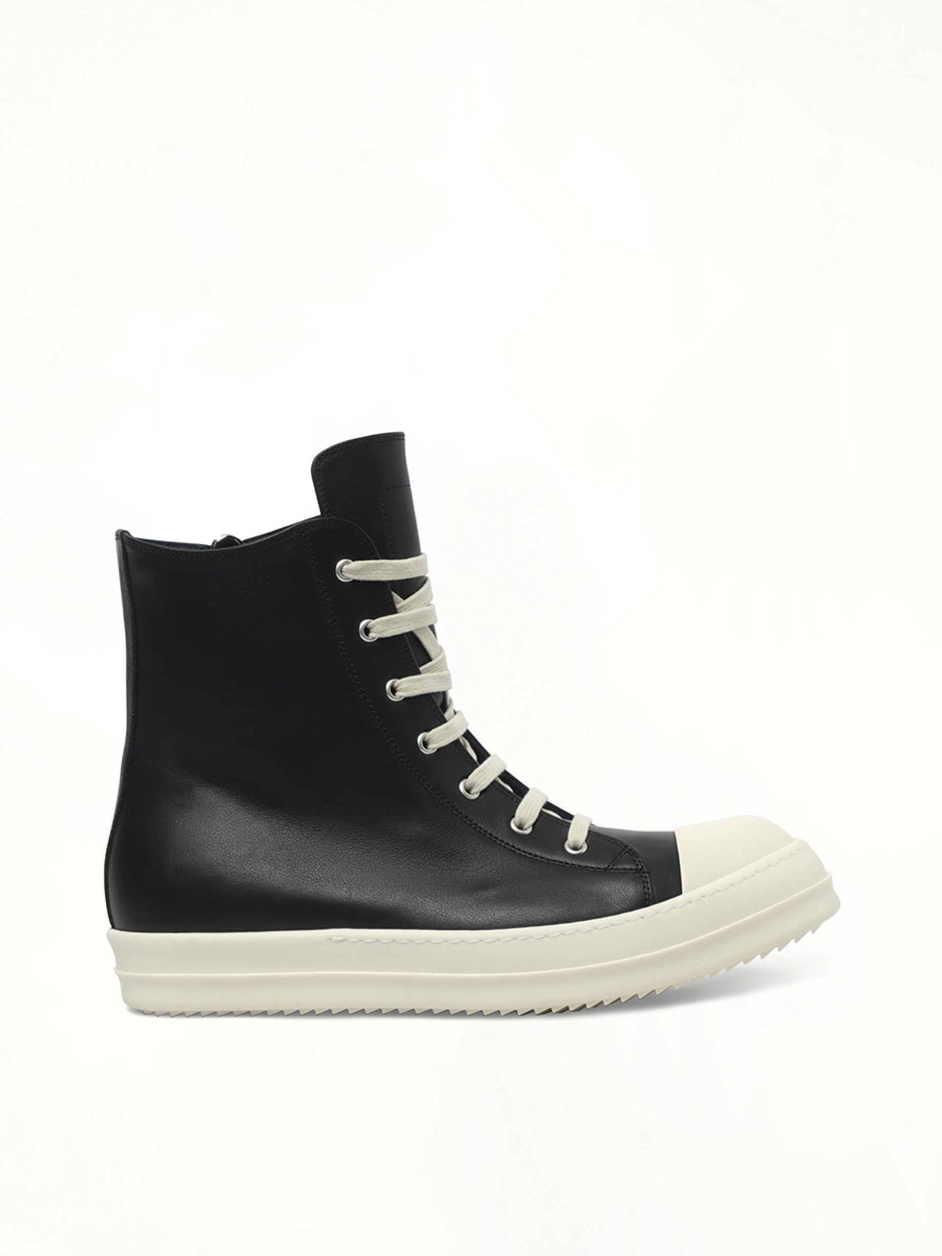 Sneaks in Black/Milk/Milk Side View | RICK OWENS