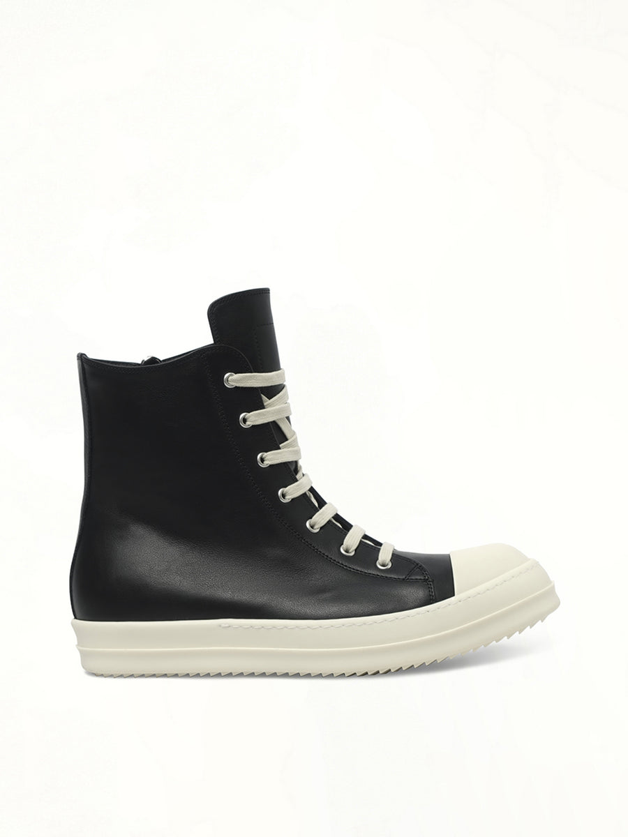 Sneaks in Black/Milk/Milk Side View | RICK OWENS