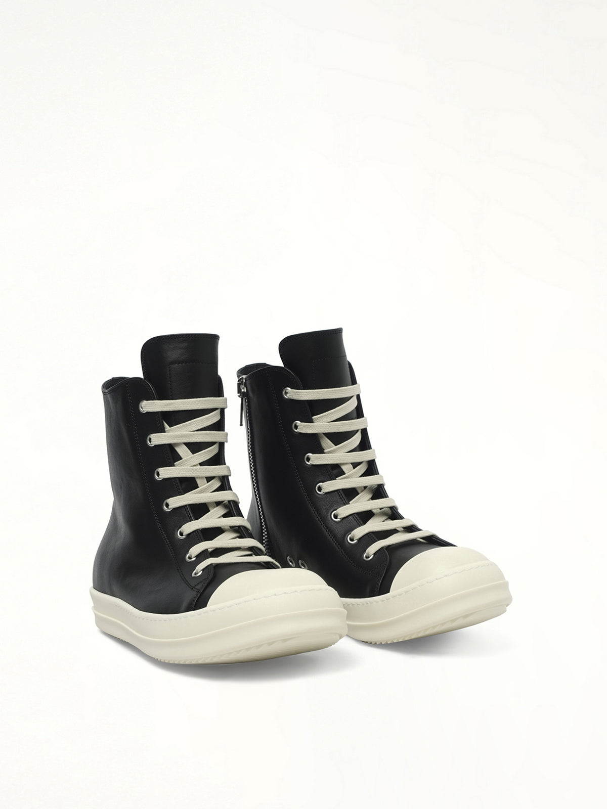Sneaks in Black/Milk/Milk Front View | RICK OWENS