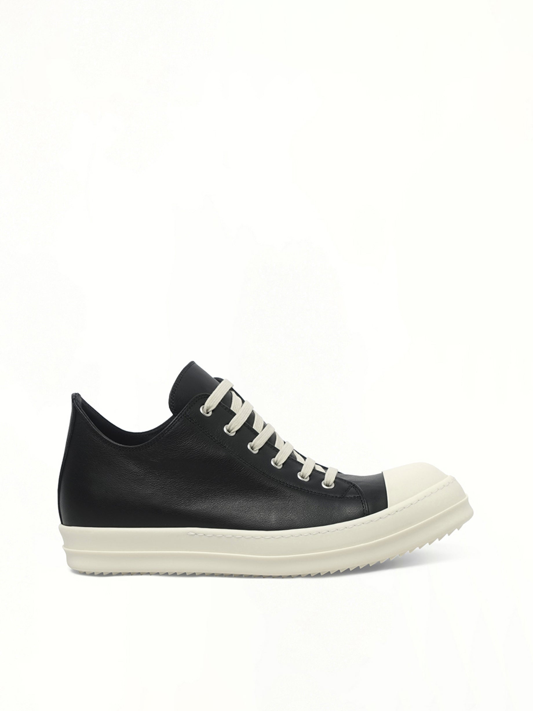 Low Sneaks in Black/Milk/Milk Side View | RICK OWENS