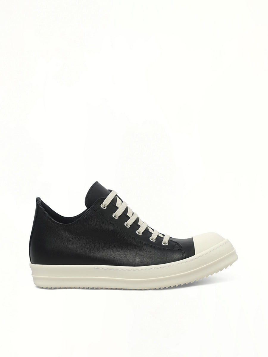 Low Sneaks in Black/Milk/Milk Side View | RICK OWENS