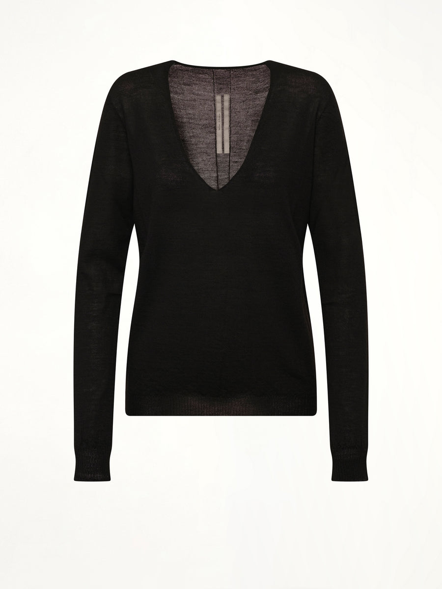 Merino V-Neck Pull in Black
