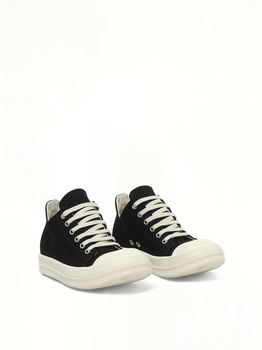 Low Sneaks in Black/Milk/Milk Front View | RICK OWENS DRKSHDW