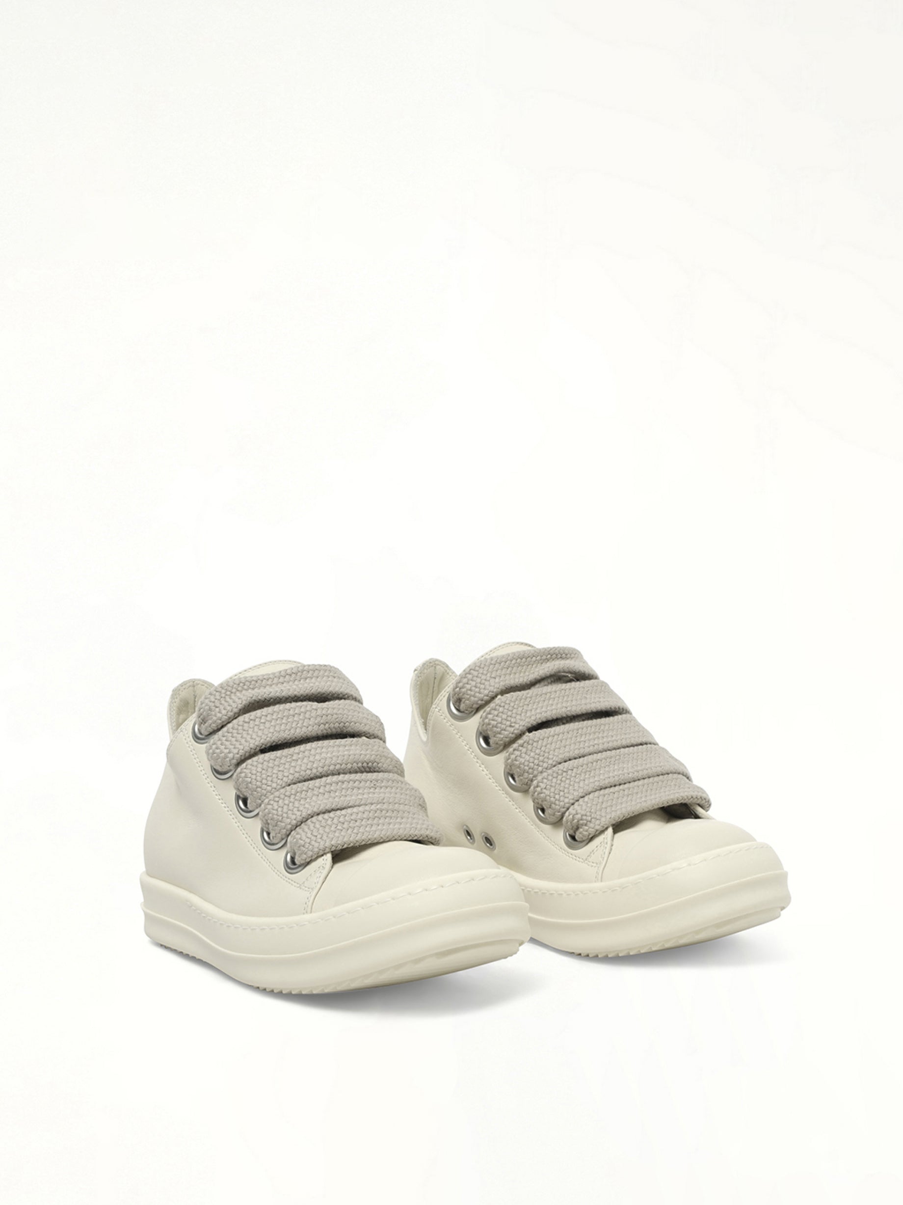 Jumbolace Low Sneaks in Milk/Milk/Milk Front View | RICK OWENS