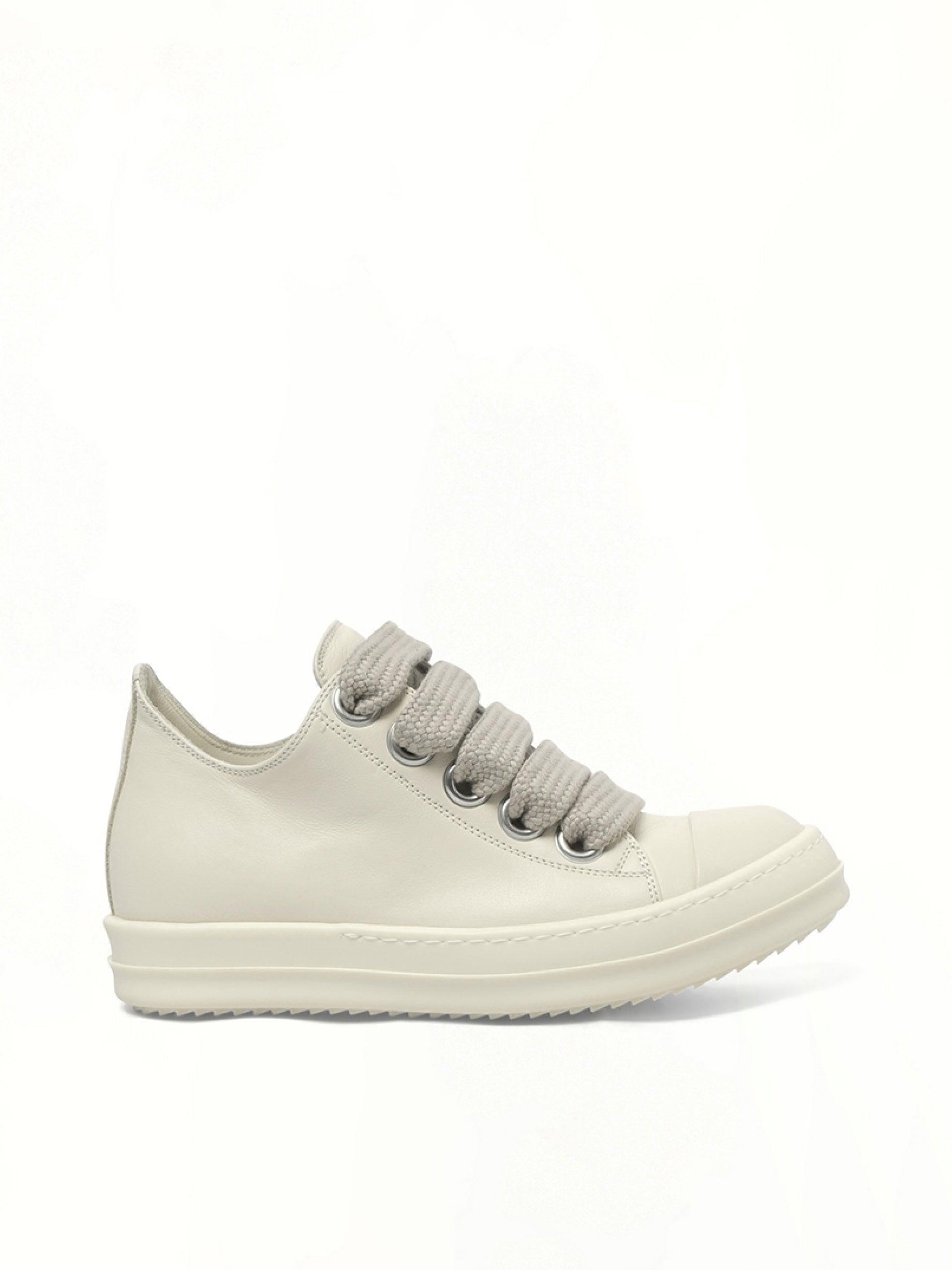 Jumbolace Low Sneaks in Milk/Milk/Milk Side View | RICK OWENS
