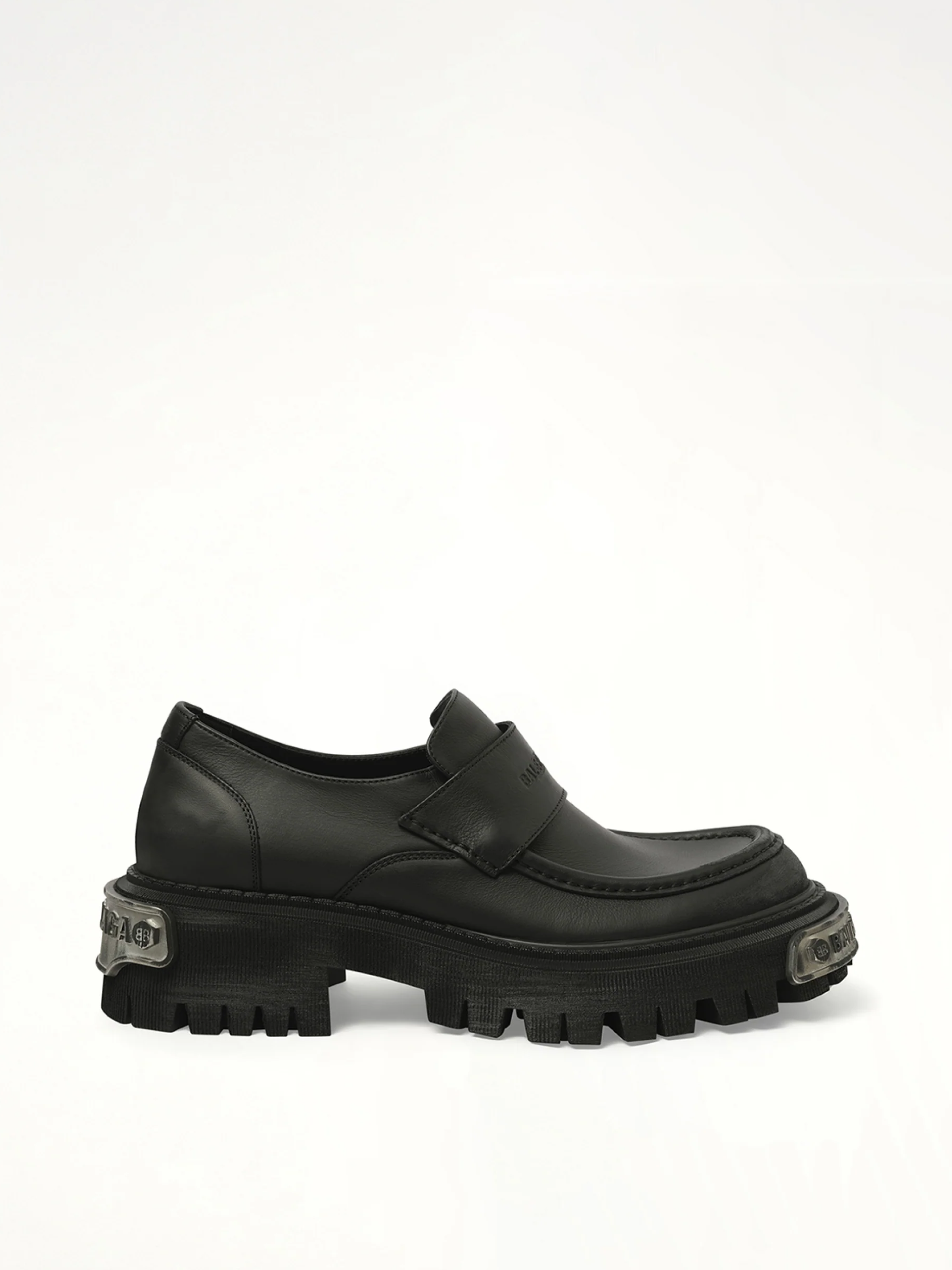 Tractor Loafer L20 in Black/Silver Side View | BALENCIAGA