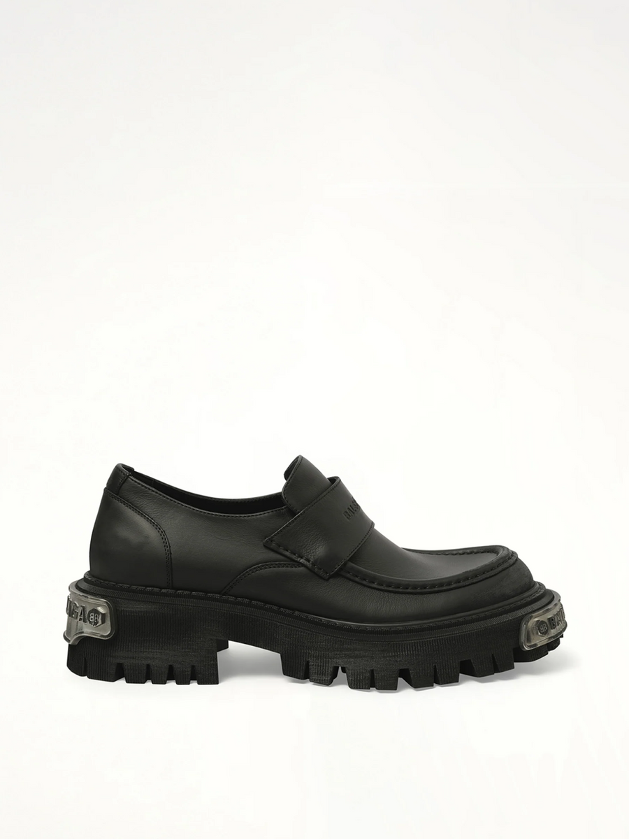 Tractor Loafer L20 in Black/Silver Side View | BALENCIAGA