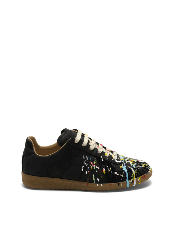 Replica Paint Splatter Sneaker in Black Side View | MAISON MARGIELA