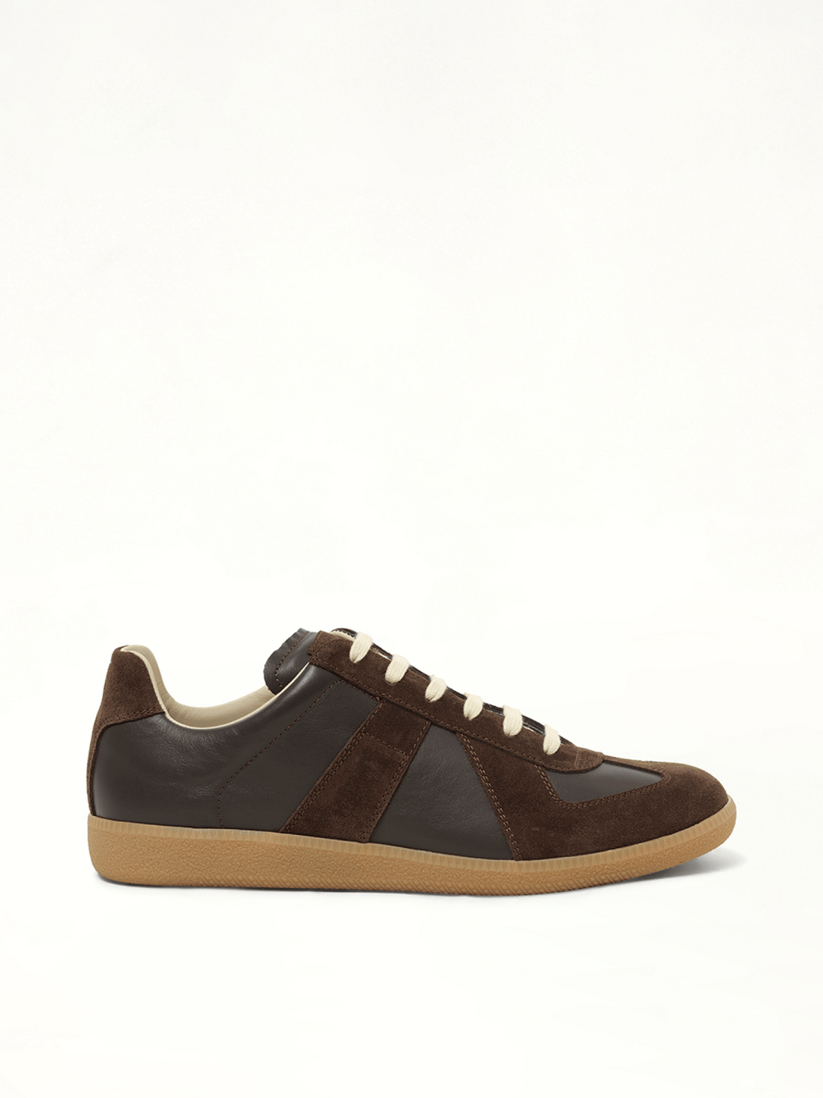 Replica Leather Sneaker in Brown Side View | MAISON MARGIELA