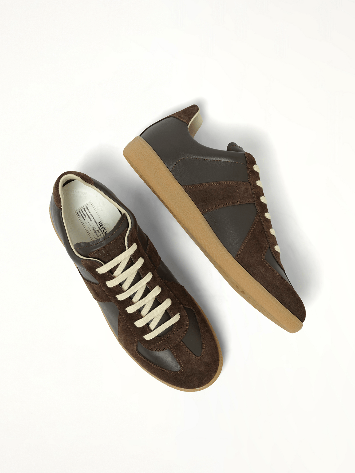 Replica Leather Sneaker in Brown Top View | MAISON MARGIELA