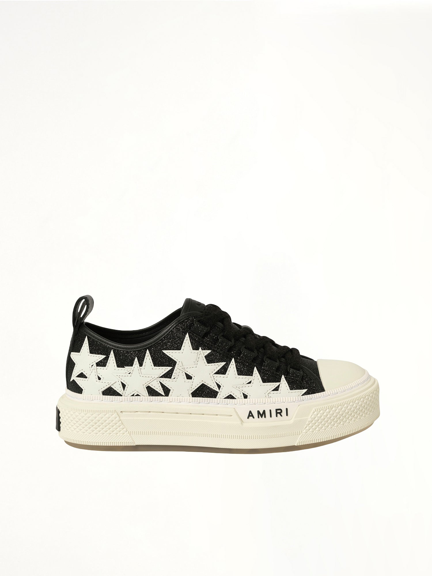 Glitter Stars Court Low Sneaker in Black Side View | AMIRI