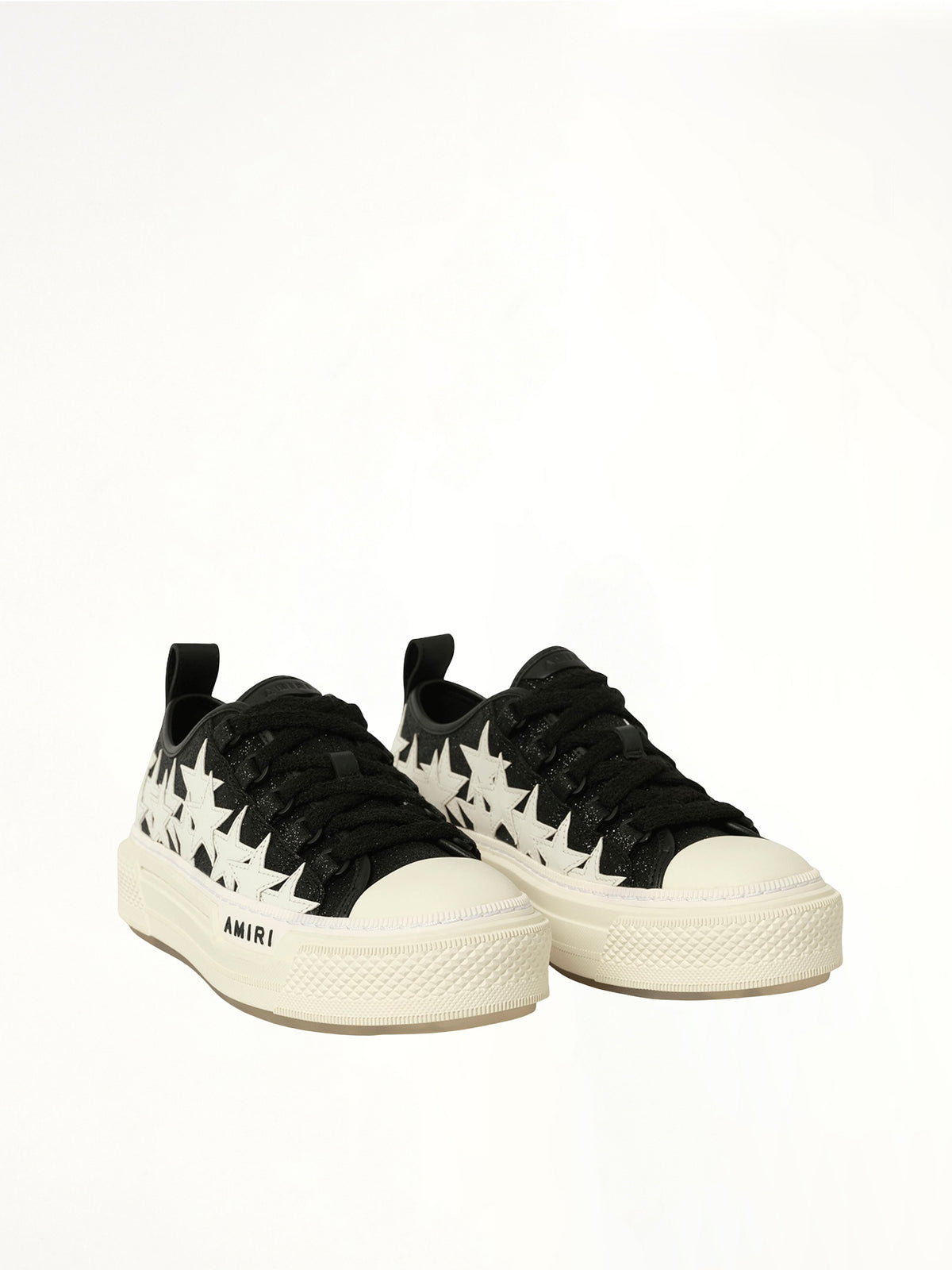 Glitter Stars Court Low Sneaker in Black Front View | AMIRI