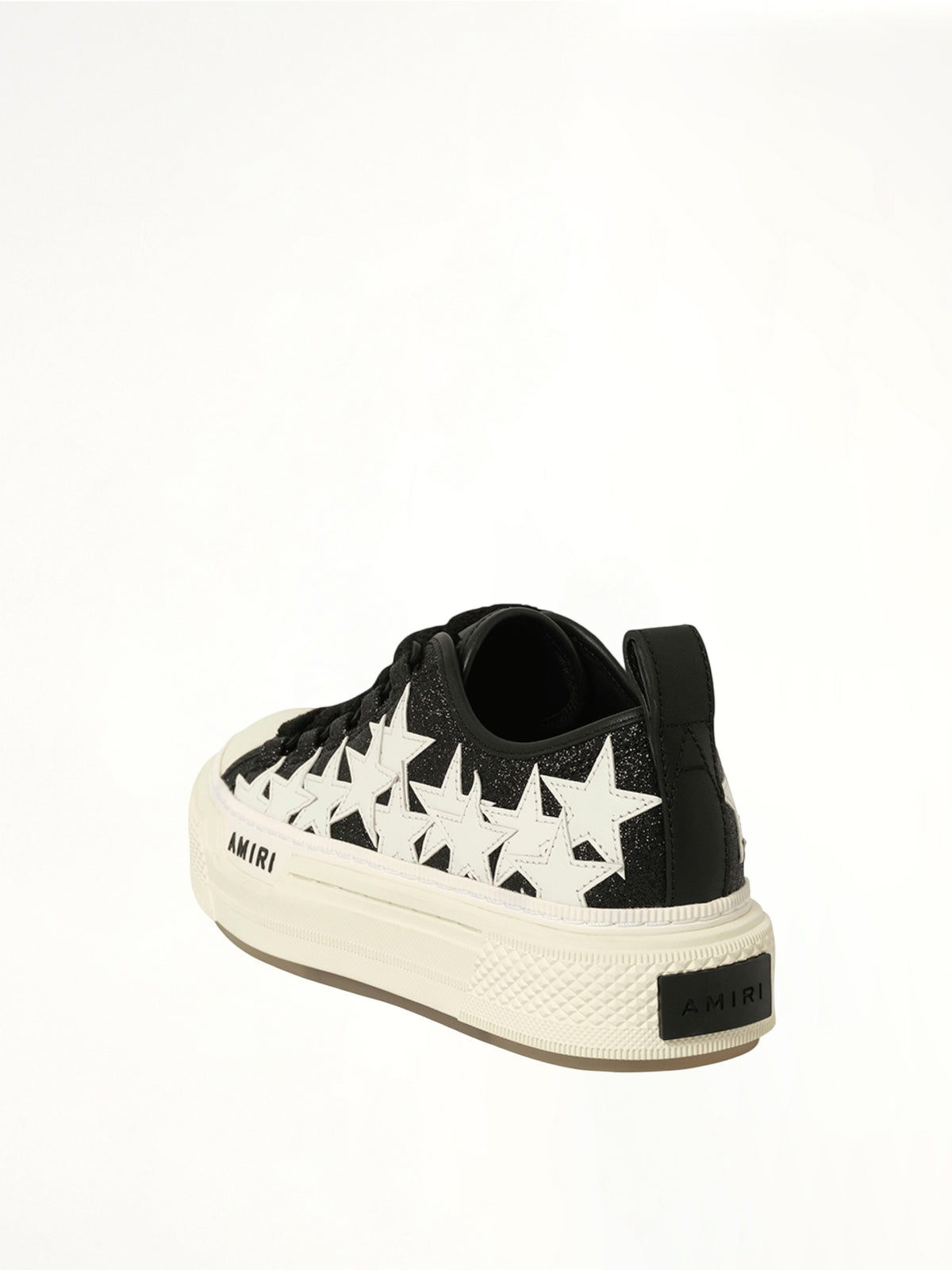 Glitter Stars Court Low Sneaker in Black Back View | AMIRI