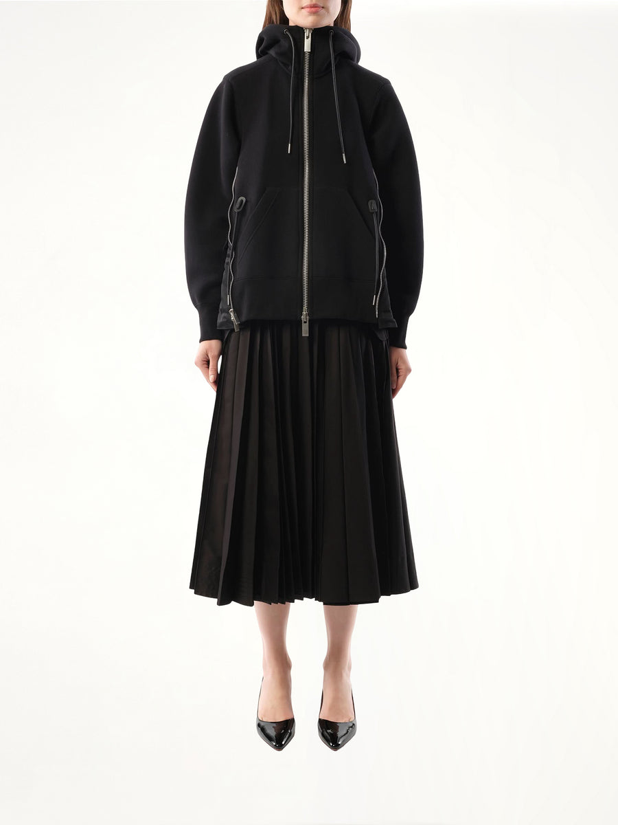 Sponge Sweat Nylon Twill Hoodie in Black