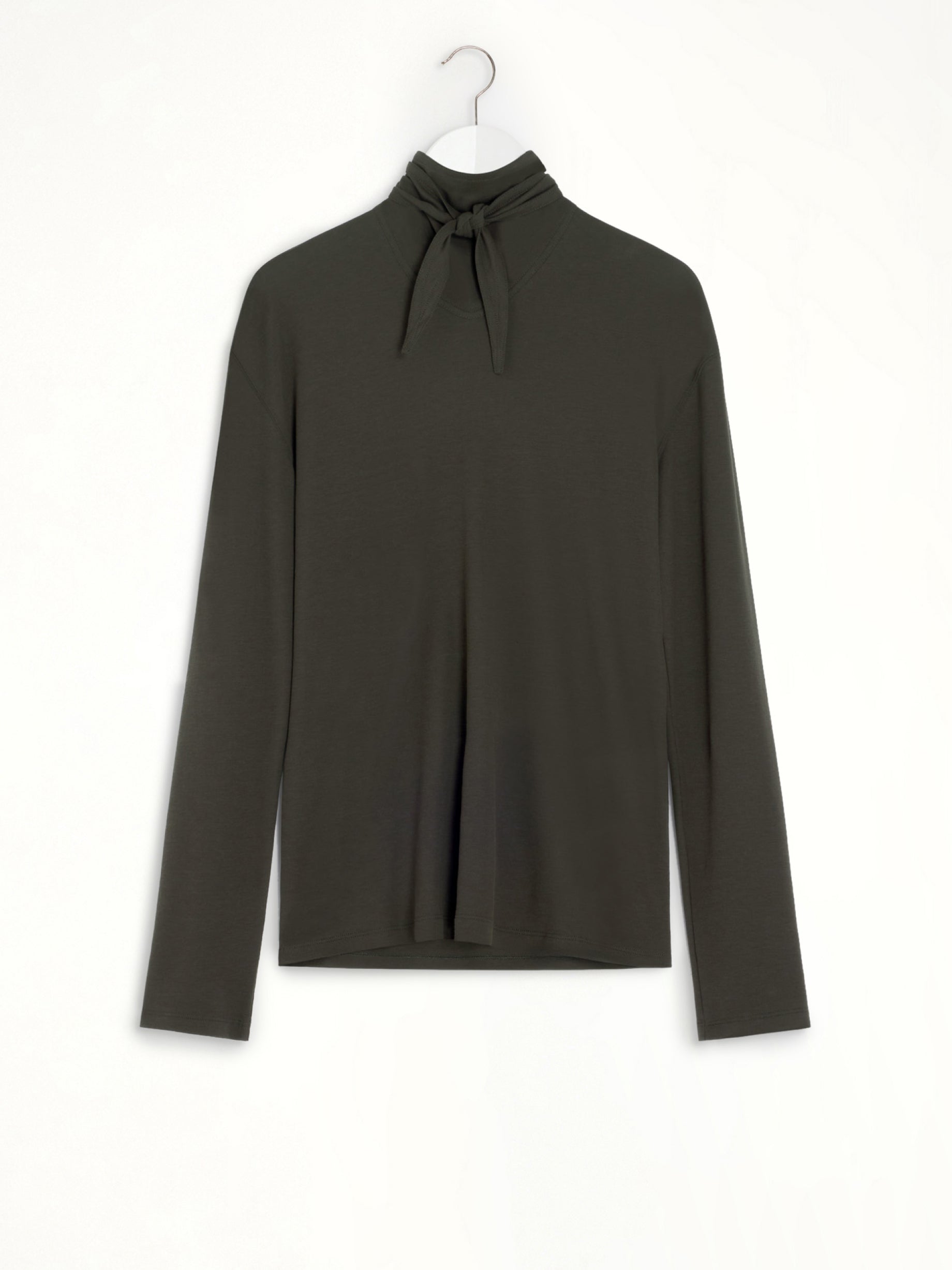 Long Sleeve Foulard Top in Dark Espresso