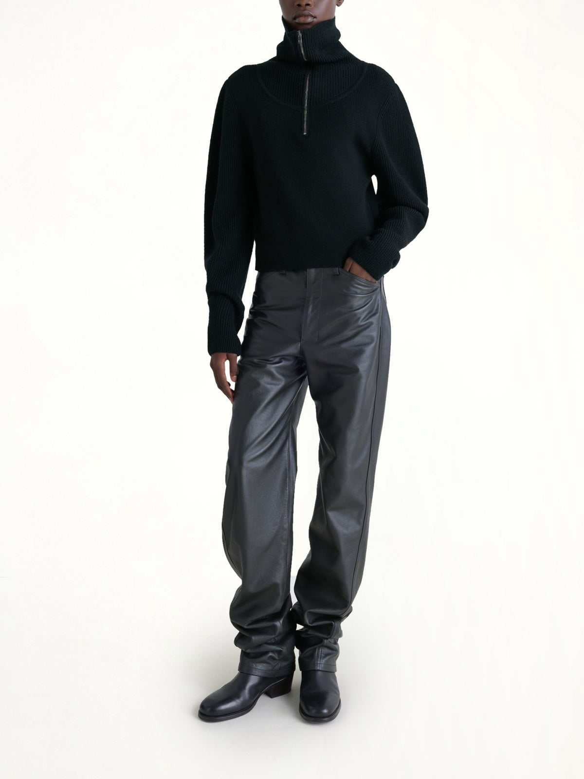 Zipped Sweater in Black