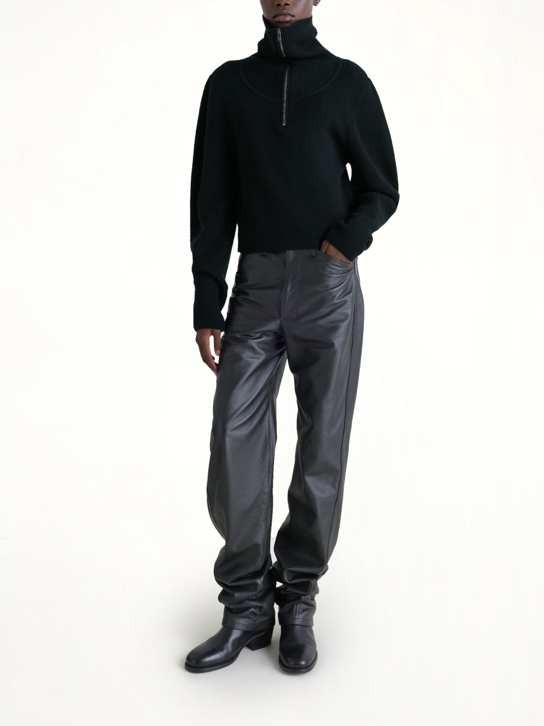 Zipped Sweater in Black