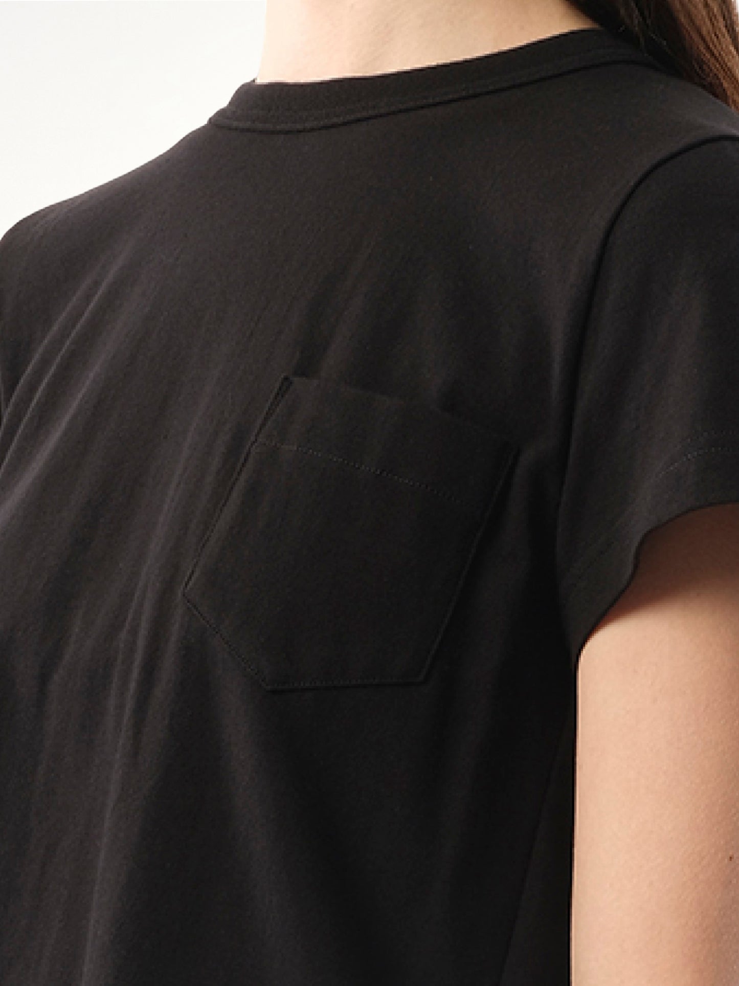 Cotton Poplin x Jersey T-Shirt in Black