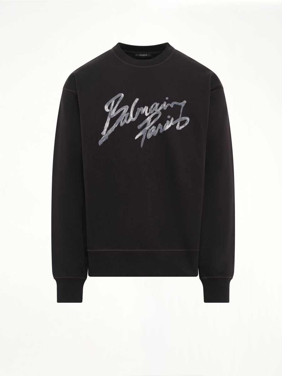 Big Balmain Paris Brush Sweatshirt Reg in Black