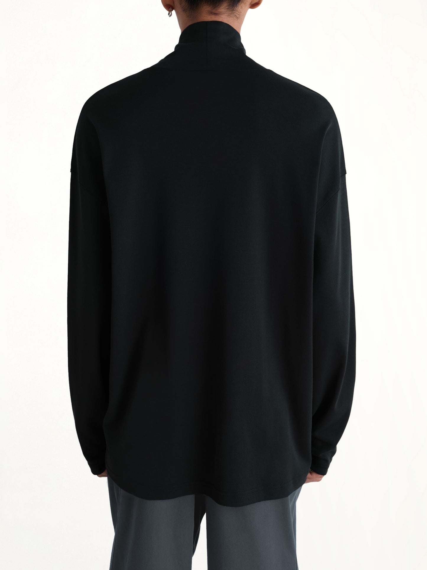 Relaxed Mock Neck T-Shirt in Black
