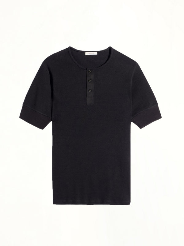 Rib Henley Top in Black