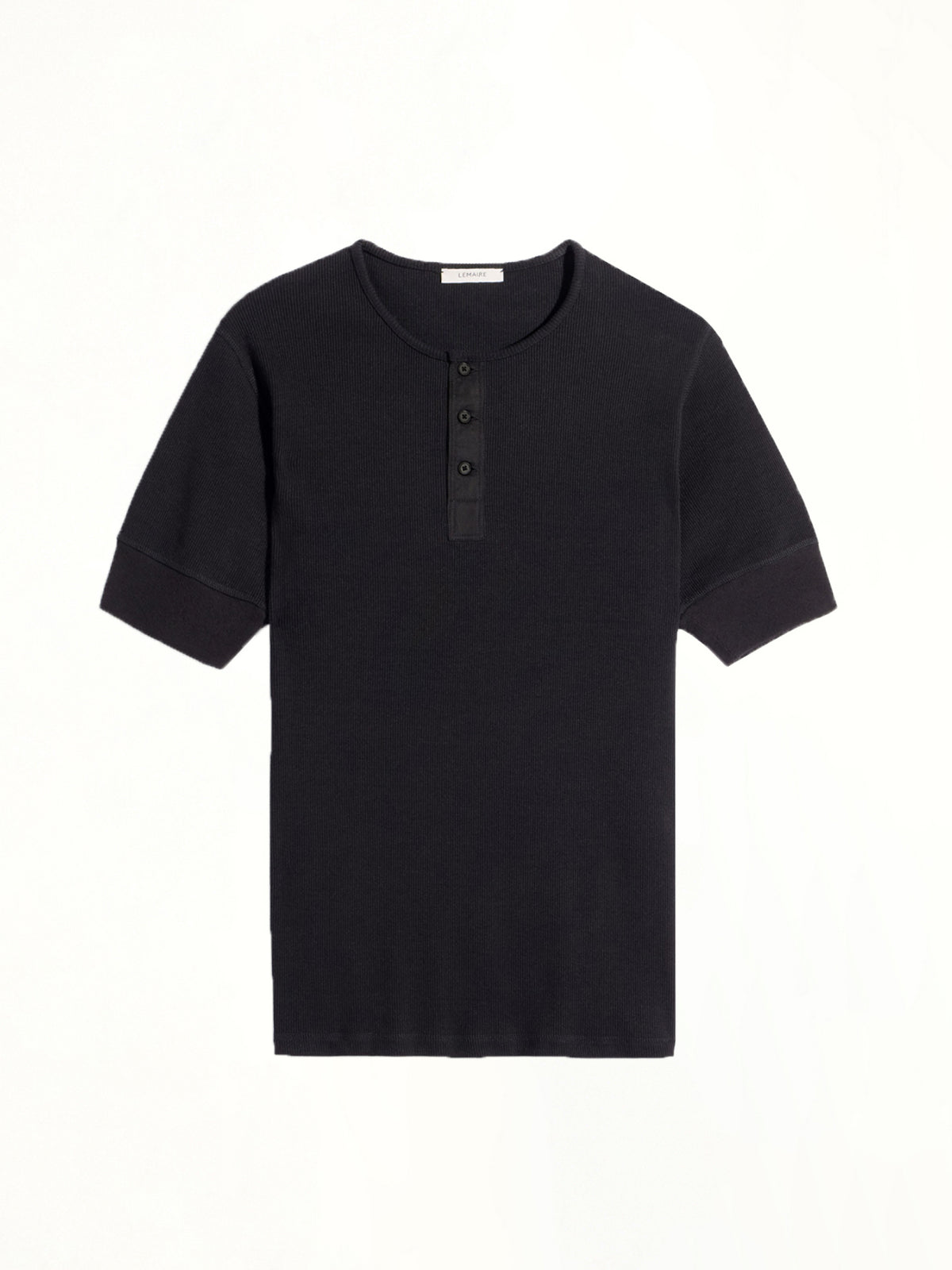 Rib Henley Top in Black
